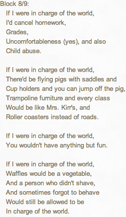 If I Were in Charge of the World... - Scholars in Room 239